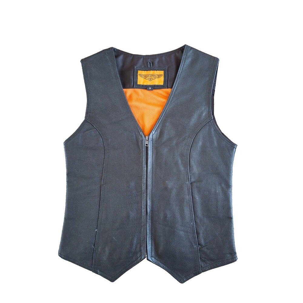Dream Apparel Leather Motorcycle Riding Vest Conceal Carry Pockets Women’s Small